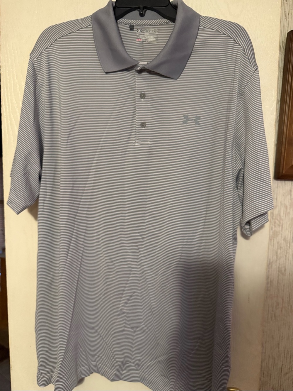 Under Armour Men’s Light Gray Striped Polo Shirt